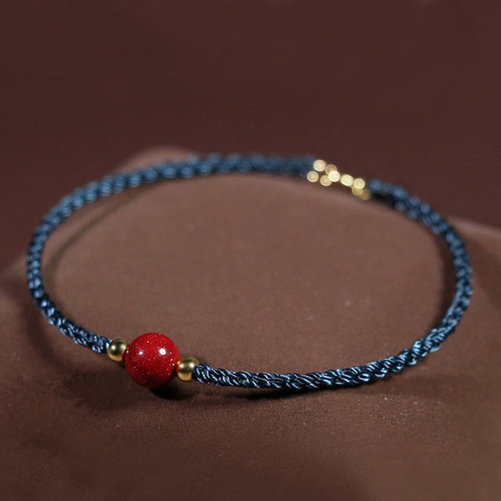 Buddha Stones Pulsera de hilo rojo cinabrio con bendición que aleja los malos espíritus - Cuerda azul (circunferencia de la muñeca: 14-15 cm) - image 10