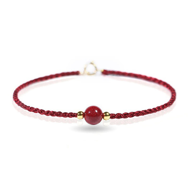 Buddha Stones Pulsera de hilo rojo cinabrio con bendición que aleja los malos espíritus - Cuerda roja oscura (circunferencia de la muñeca: 14-15 cm) - image 5