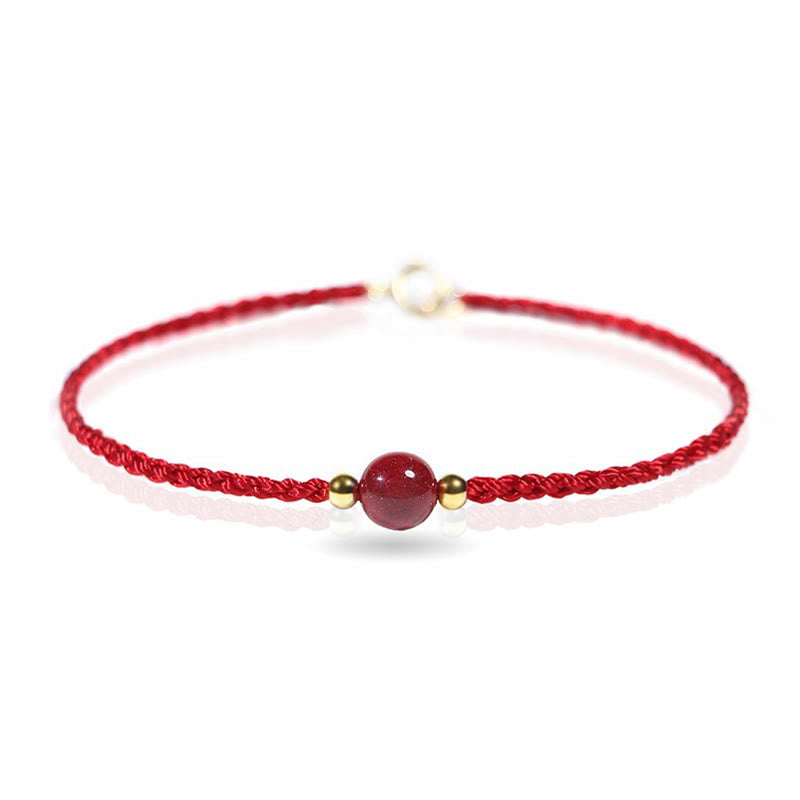 Buddha Stones Pulsera de hilo rojo cinabrio con bendición que aleja los malos espíritus - image 1