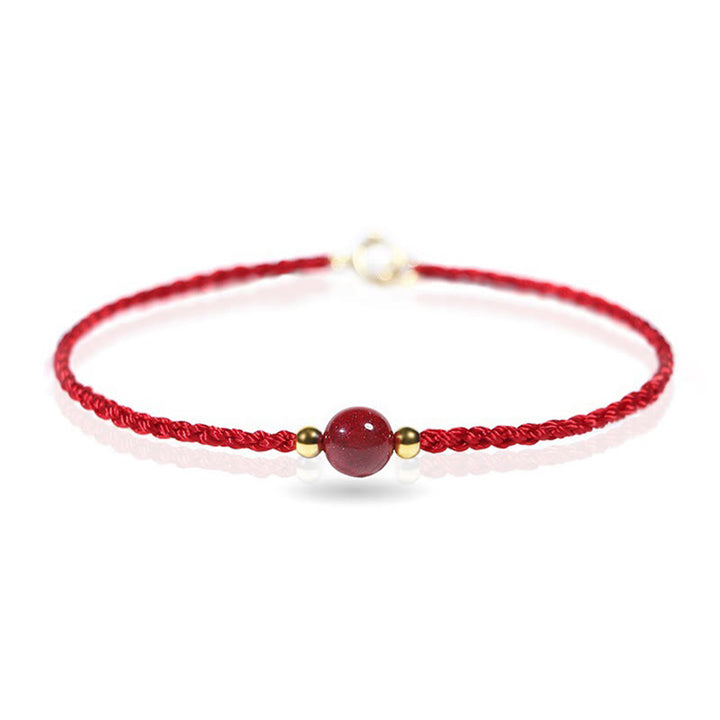 Buddha Stones Pulsera de hilo rojo cinabrio con bendición que aleja los malos espíritus - image 1