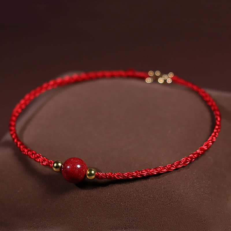 Buddha Stones Pulsera de hilo rojo cinabrio con bendición que aleja los malos espíritus - Hilo rojo (circunferencia de la muñeca: 14-15 cm) - image 0