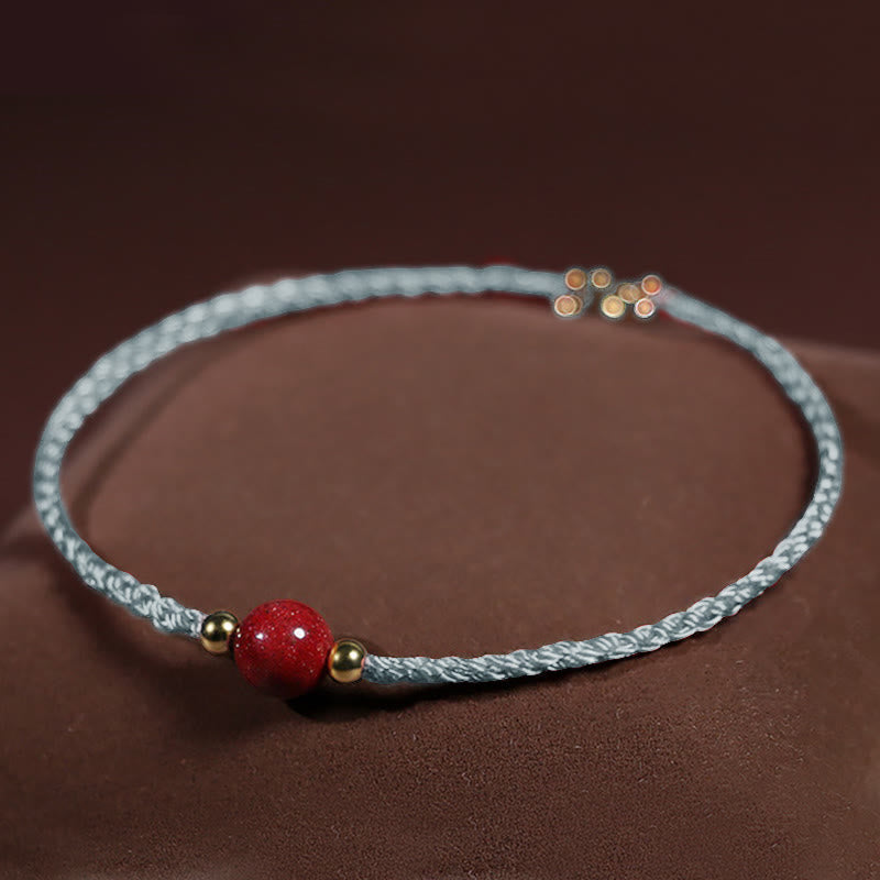 Buddha Stones Pulsera de hilo rojo cinabrio con bendición que aleja los malos espíritus - Cuerda gris claro (circunferencia de la muñeca: 14-15 cm) - image 13