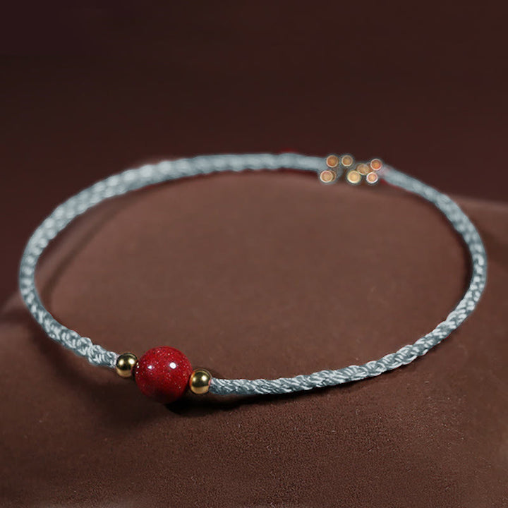 Buddha Stones Pulsera de hilo rojo cinabrio con bendición que aleja los malos espíritus - Cuerda gris claro (circunferencia de la muñeca: 14-15 cm) - image 13