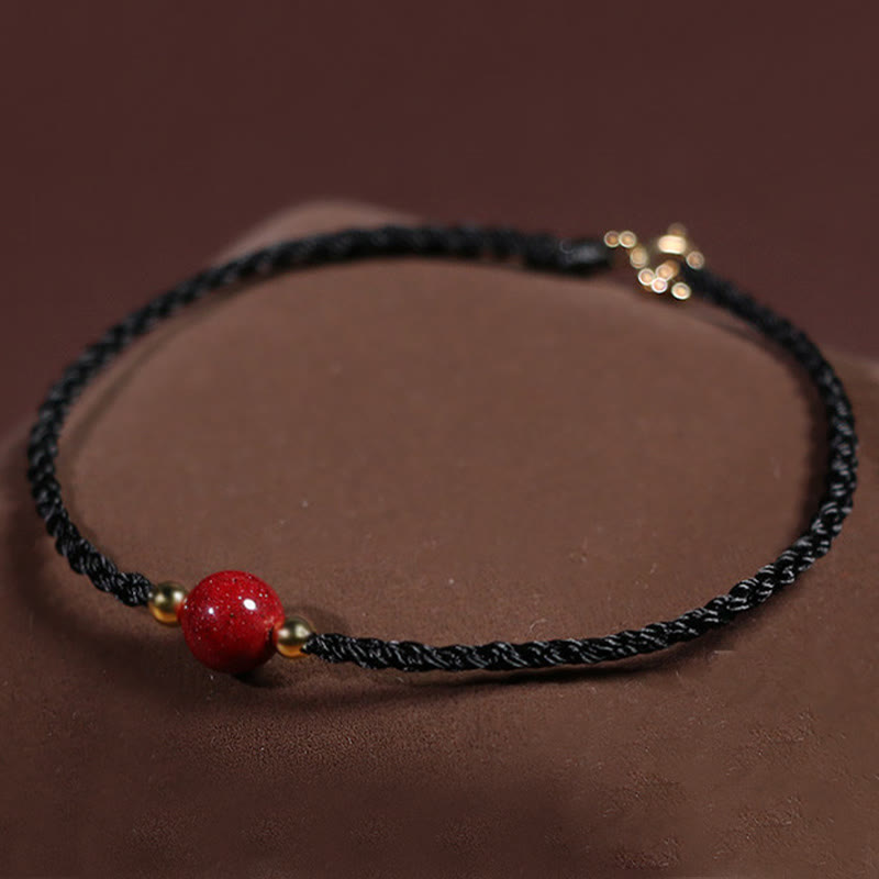 Buddha Stones Pulsera de hilo rojo cinabrio con bendición que aleja los malos espíritus - Cuerda negra (circunferencia de la muñeca: 14-15 cm) - image 8