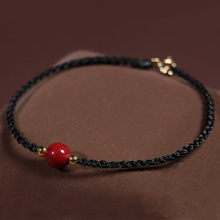 Buddha Stones Pulsera de hilo rojo cinabrio con bendición que aleja los malos espíritus - Cuerda negra (circunferencia de la muñeca: 14-15 cm) - image 8