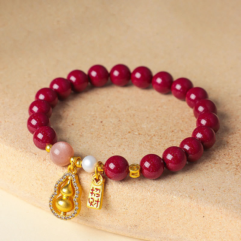 Buddha Stones Pulsera de cinabrio para atraer la fortuna - Cinabrio (circunferencia de la muñeca: 14-15 cm) - image 0
