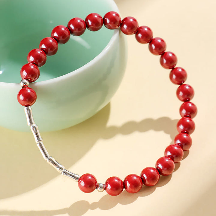 Buddha Stones Pulsera de cinabrio para la calma y la concentración en plata de ley 925 - Cuentas de cinabrio rojo de 6 mm (circunferencia de la muñeca: 14-15 cm) - image 7