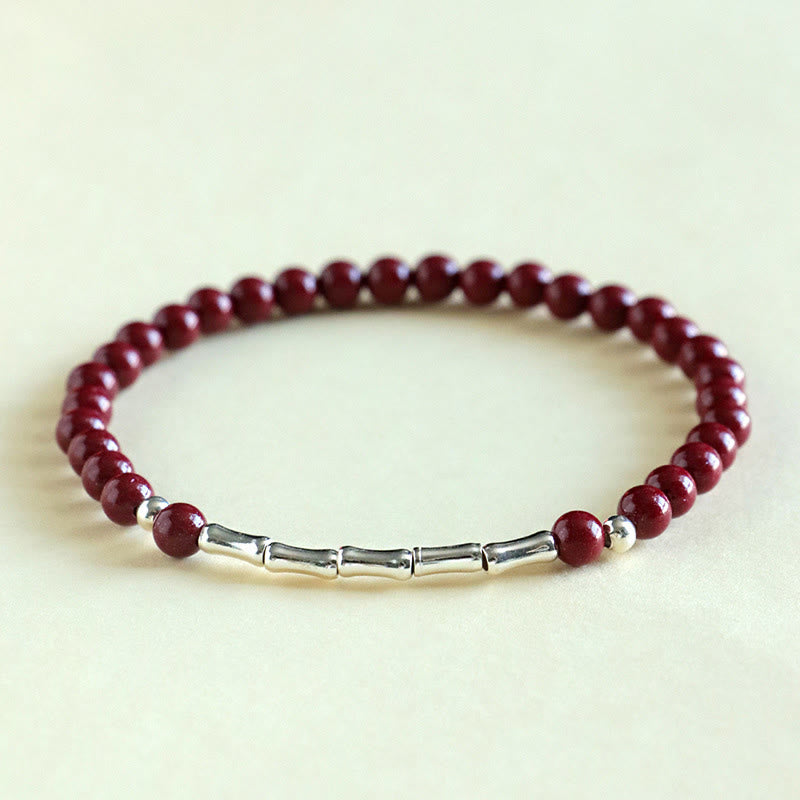 Buddha Stones Pulsera de cinabrio para la calma y la concentración en plata de ley 925 - Cuentas de cinabrio de 4 mm (circunferencia de la muñeca: 14-15 cm) - image 2