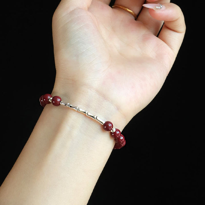 Buddha Stones Pulsera de cinabrio para la calma y la concentración en plata de ley 925 - image 6