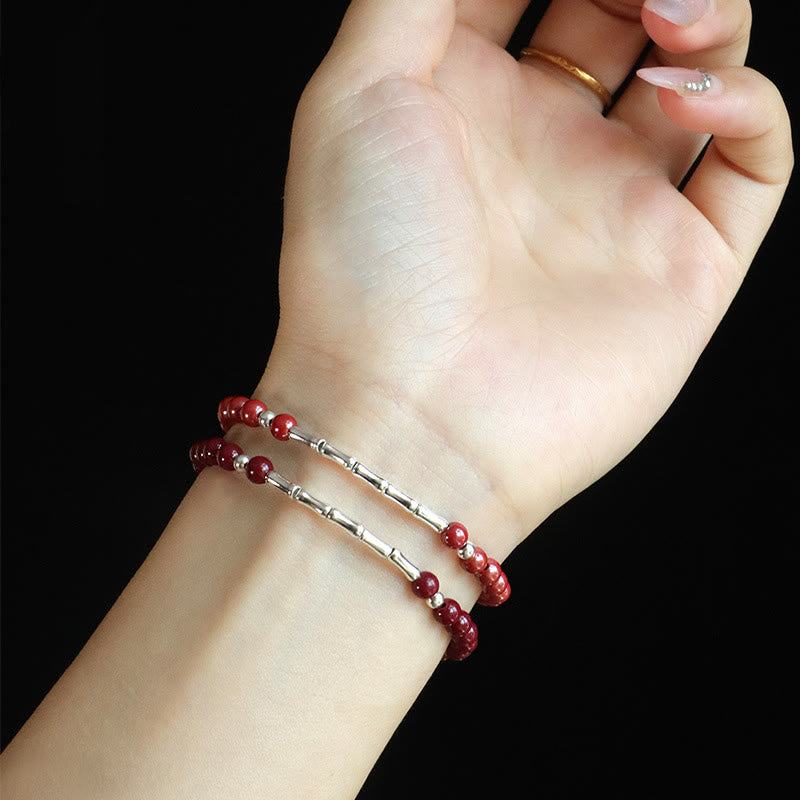 Buddha Stones Pulsera de cinabrio para la calma y la concentración en plata de ley 925 - image 11