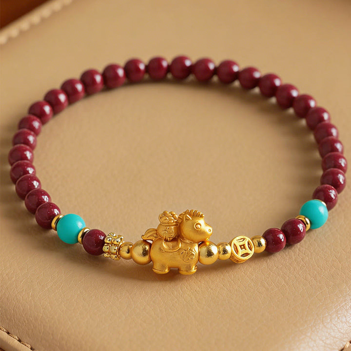 Buddha Stones Pulsera de cinabrio con el personaje Fu del Año del Caballo - image 1