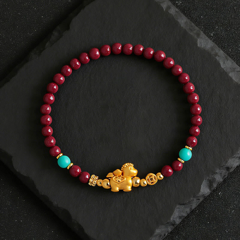 Buddha Stones Pulsera de cinabrio con el personaje Fu del Año del Caballo - image 13