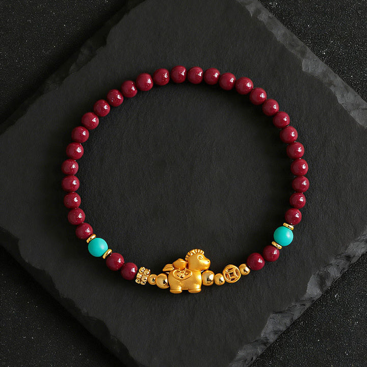 Buddha Stones Pulsera de cinabrio con el personaje Fu del Año del Caballo - image 13