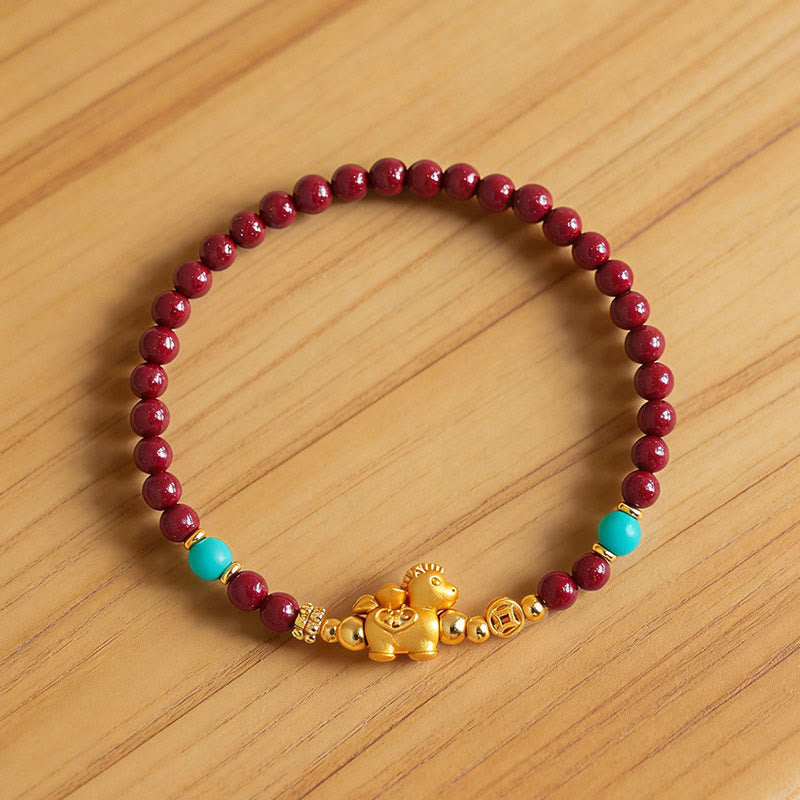 Buddha Stones Pulsera de cinabrio con el personaje Fu del Año del Caballo - image 9