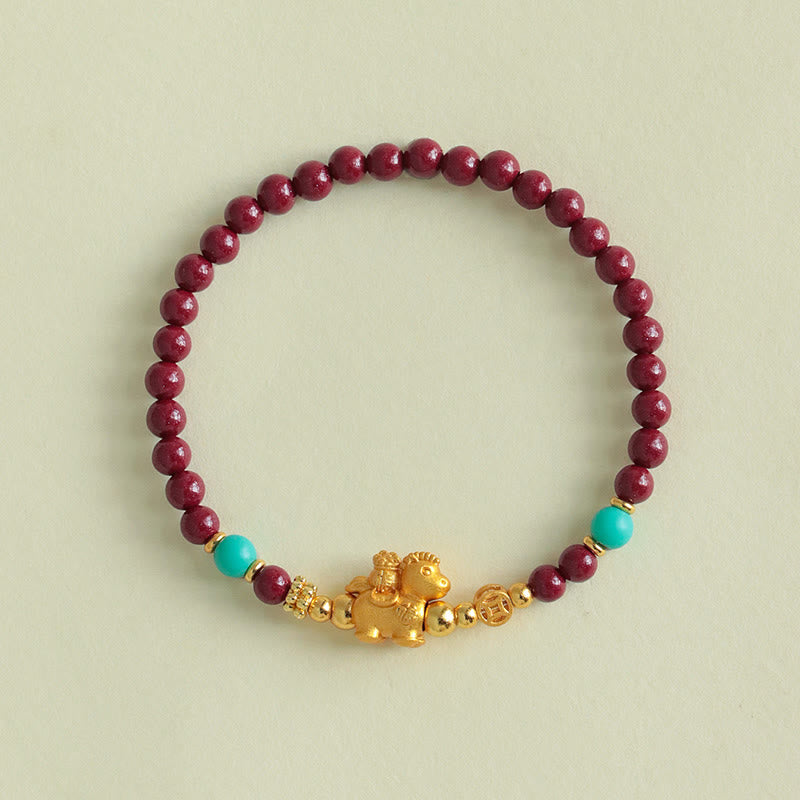 Buddha Stones Pulsera de cinabrio con el personaje Fu del Año del Caballo - image 2