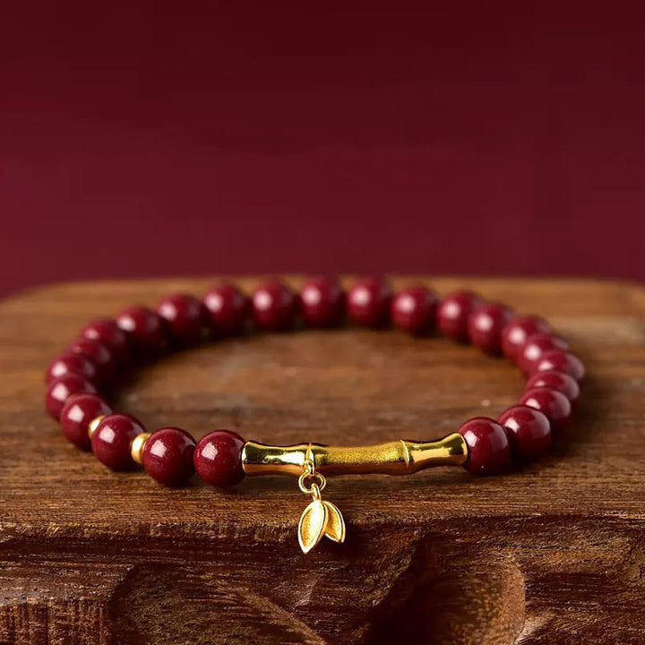 Pulsera de concentración de plata de ley 925 con Buddha Stones, bambú y cinabrio - Cinabrio (circunferencia de la muñeca: 14-15 cm) - image 9