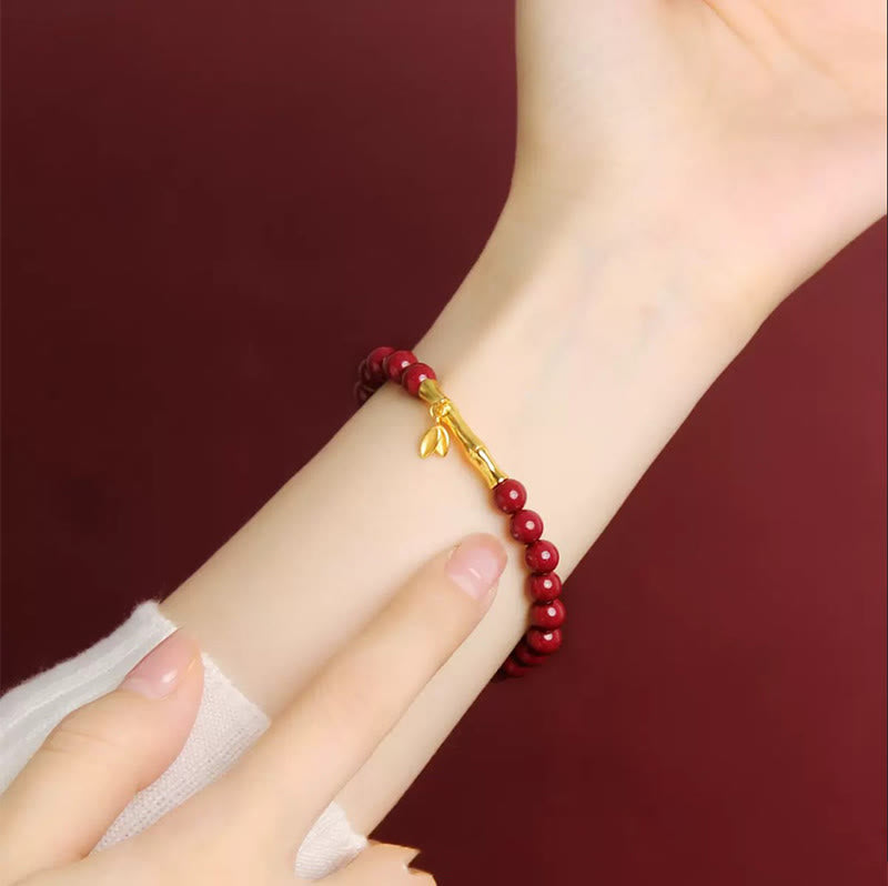 Pulsera de concentración de plata de ley 925 con Buddha Stones, bambú y cinabrio - image 3