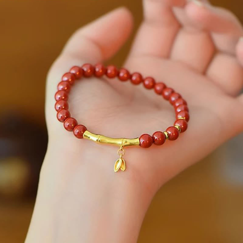 Pulsera de concentración de plata de ley 925 con Buddha Stones, bambú y cinabrio - image 1