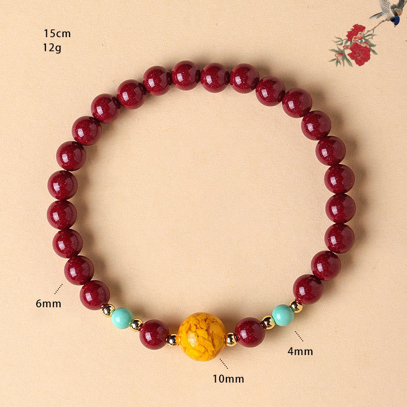 Pulsera de Buddha Stones con turquesa cinabrio que aleja los malos espíritus - image 2