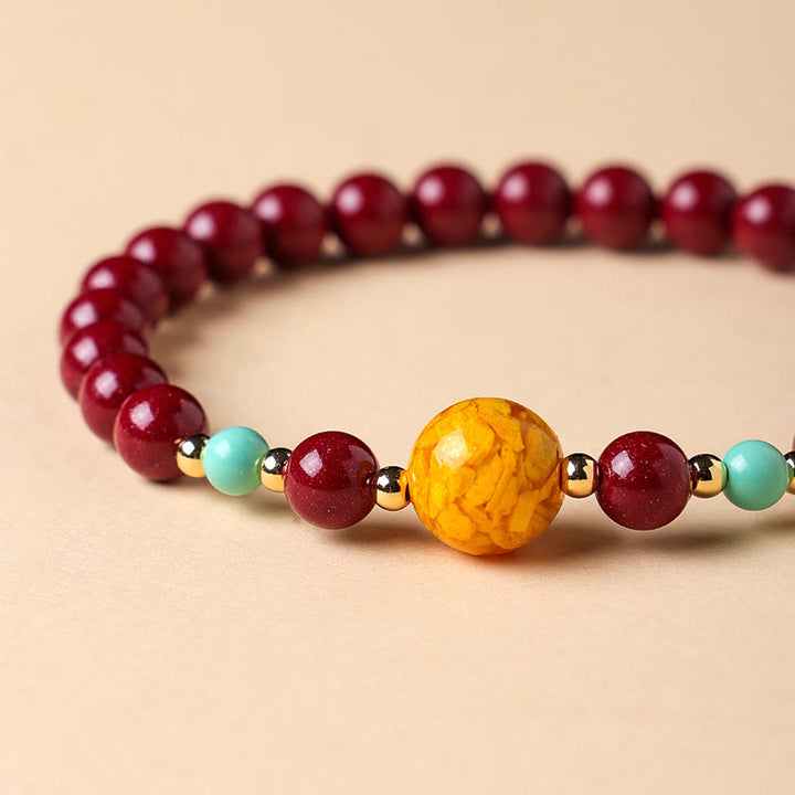 Pulsera de Buddha Stones con turquesa cinabrio que aleja los malos espíritus - image 4