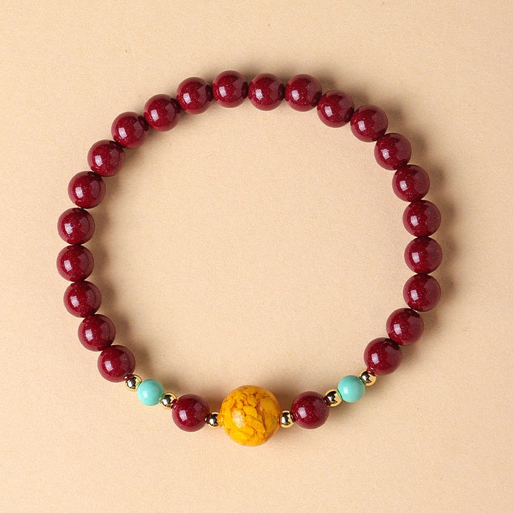 Pulsera de Buddha Stones con turquesa cinabrio que aleja los malos espíritus - image 3