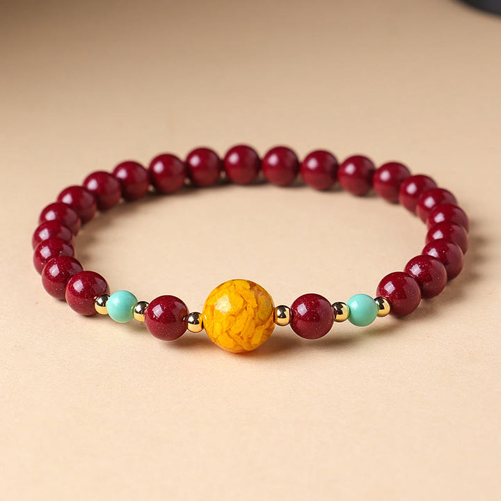 Pulsera de Buddha Stones con turquesa cinabrio que aleja los malos espíritus - Cinabrio (circunferencia de la muñeca: 14-15 cm) - image 0