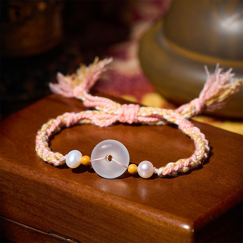 Buddha Stones Pulsera positiva con hebilla de paz de calcedonia - image 2