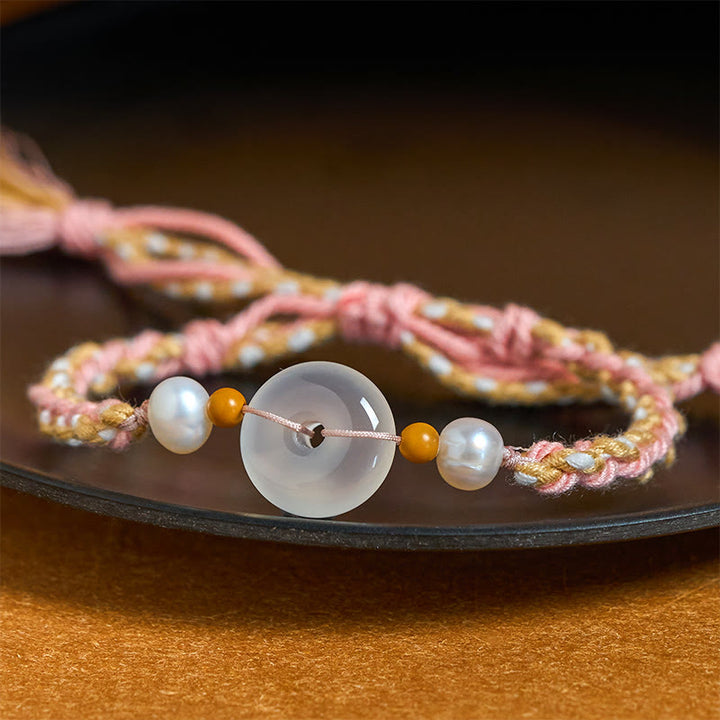Buddha Stones Pulsera positiva con hebilla de paz de calcedonia - image 1