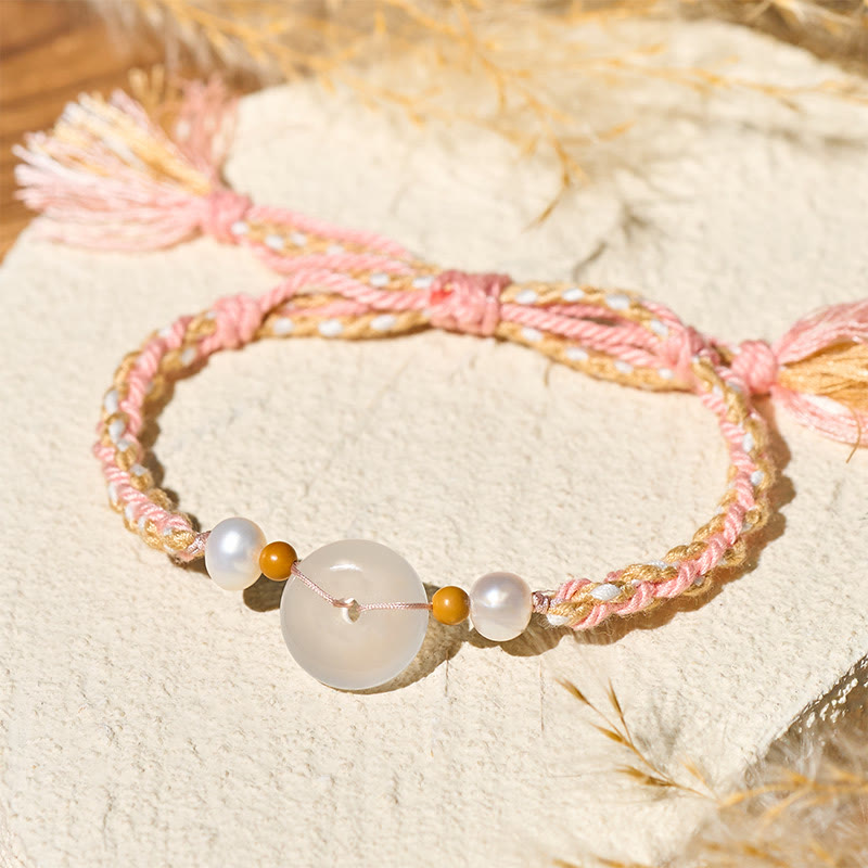 Buddha Stones Pulsera positiva con hebilla de paz de calcedonia - image 3