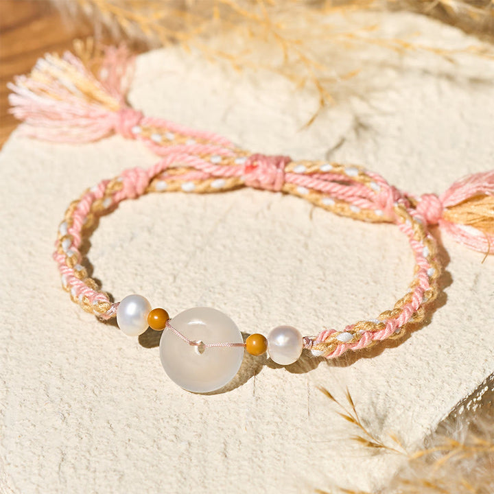 Buddha Stones Pulsera positiva con hebilla de paz de calcedonia - image 3