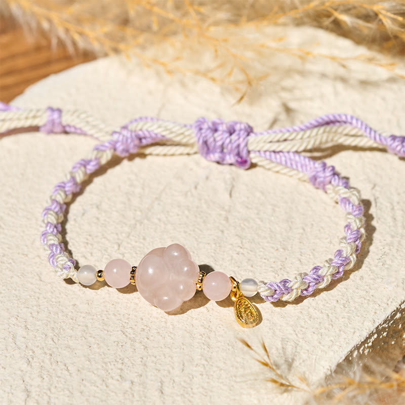Buddha Stones Pulsera de amor y calidez con gato de cristal rosa - image 1