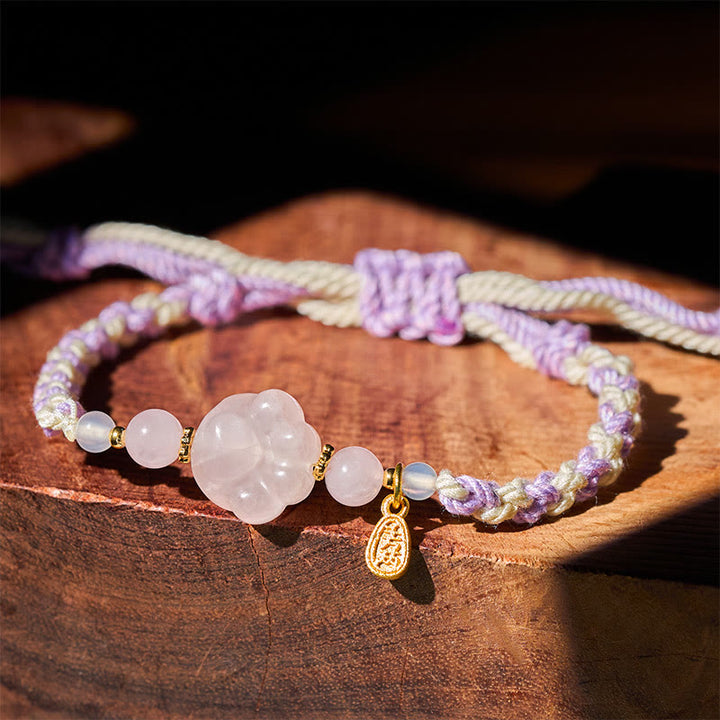 Buddha Stones Pulsera de amor y calidez con gato de cristal rosa - Cristal rosa (circunferencia de la muñeca: 17-18 cm) - image 0
