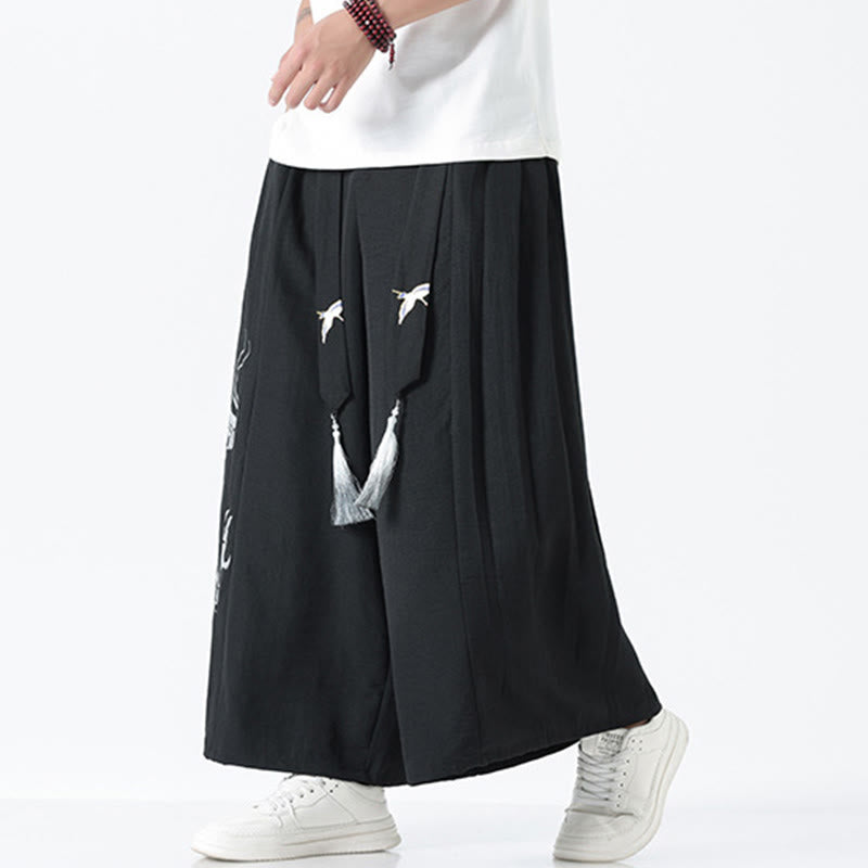 Buddha Stones Pantalones anchos de algodón con diseño de dragón de verano y cordón ajustable hasta el tobillo para hombre con bolsillos - image 10