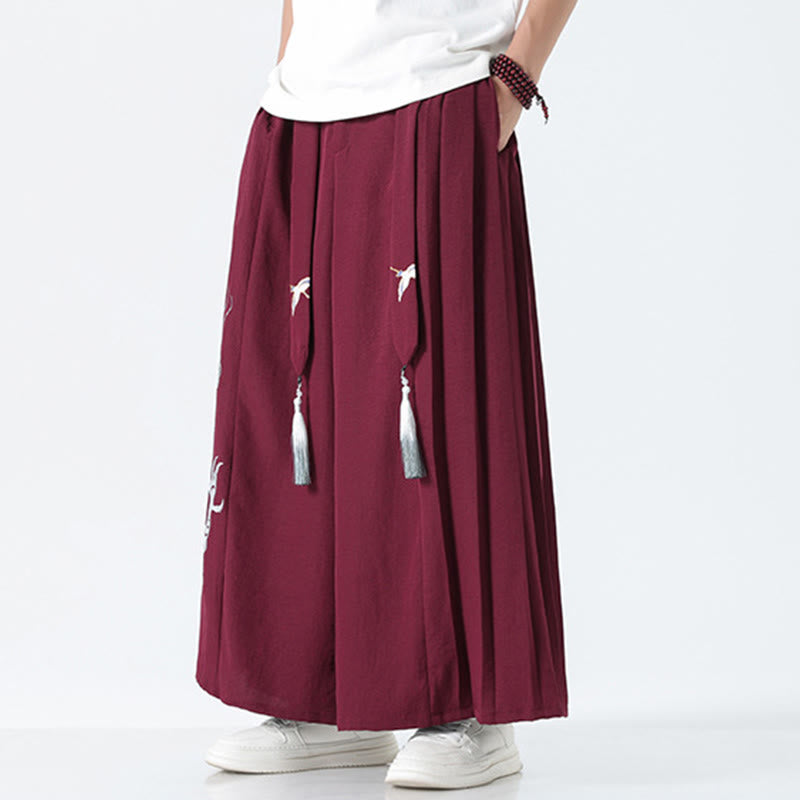 Buddha Stones Pantalones anchos de algodón con diseño de dragón de verano y cordón ajustable hasta el tobillo para hombre con bolsillos - image 21