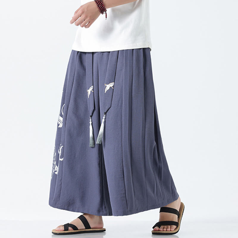Buddha Stones Pantalones anchos de algodón con diseño de dragón de verano y cordón ajustable hasta el tobillo para hombre con bolsillos - image 30