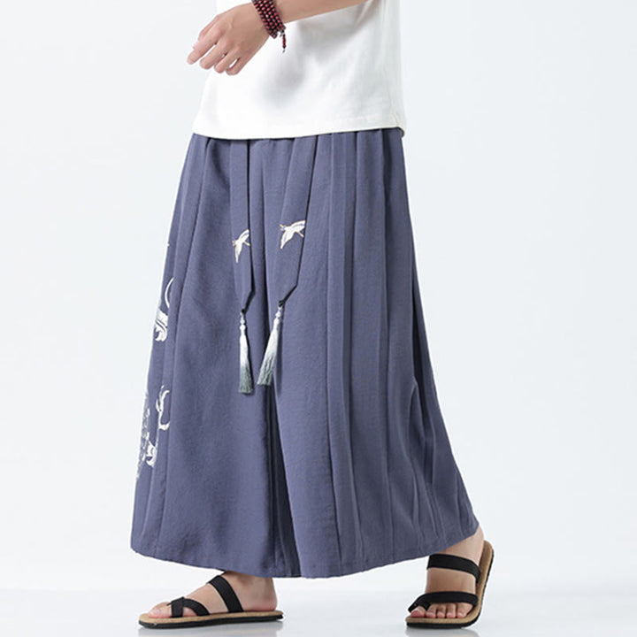 Buddha Stones Pantalones anchos de algodón con diseño de dragón de verano y cordón ajustable hasta el tobillo para hombre con bolsillos - image 30