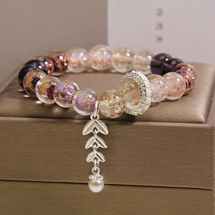 Buddha Stones Pulsera con dije de oreja de trigo y cuentas de vidrio de Liuli - image 5
