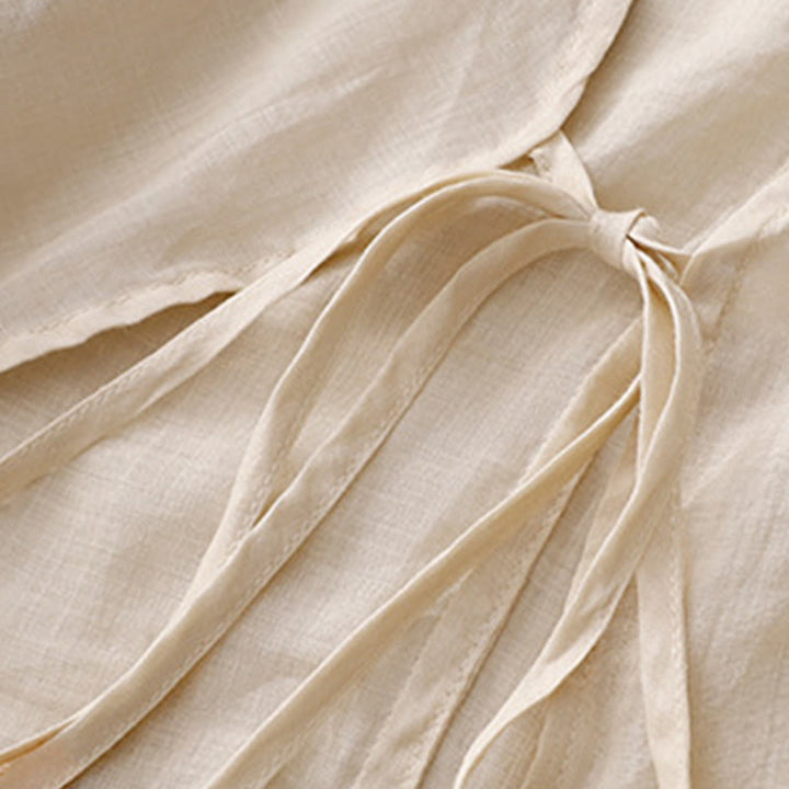 Buddha Stones Kimono de verano liso de manga larga con cordones y parte delantera abierta para mujer - image 9