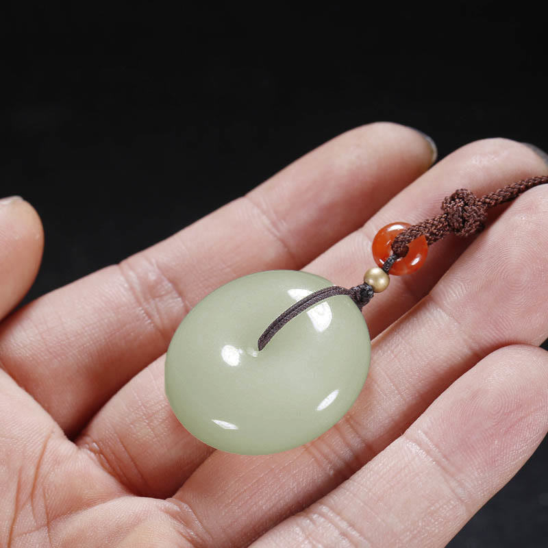 Colgante redondo de collar de bendición con hebilla de paz de jade blanco hetiano - image 9