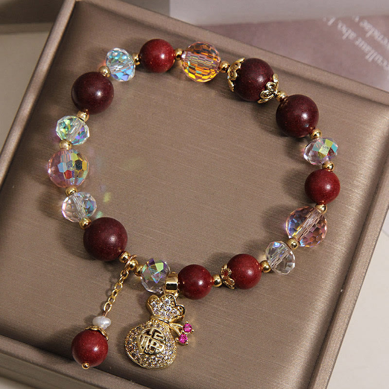Buddha Stones Pulsera protectora con amuleto de la suerte y la bolsa de dinero de madera de sándalo Fu - image 4