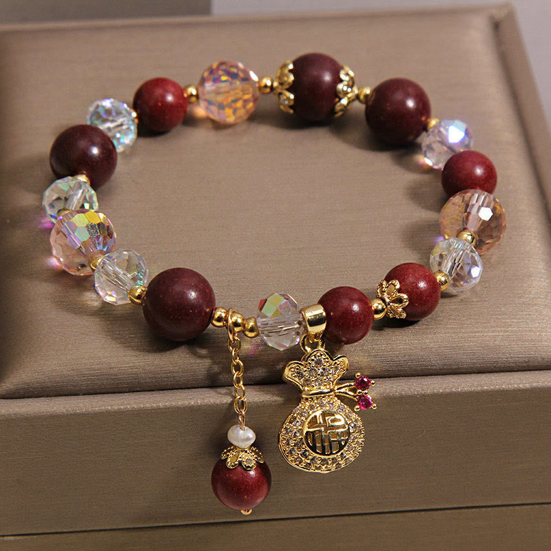 Buddha Stones Pulsera protectora con amuleto de la suerte y la bolsa de dinero de madera de sándalo Fu - image 1