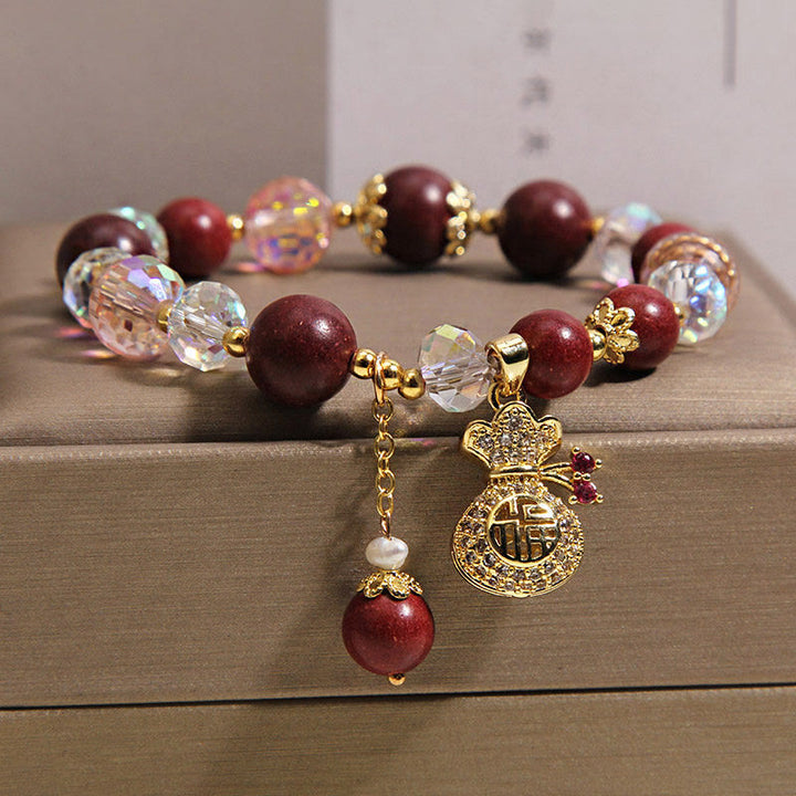 Buddha Stones Pulsera protectora con amuleto de la suerte y la bolsa de dinero de madera de sándalo Fu - image 7