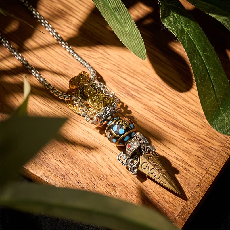 Buddha Stones tibetano Om Mani Padme Hum Buda riqueza rotación collar Vajra colgante - image 3