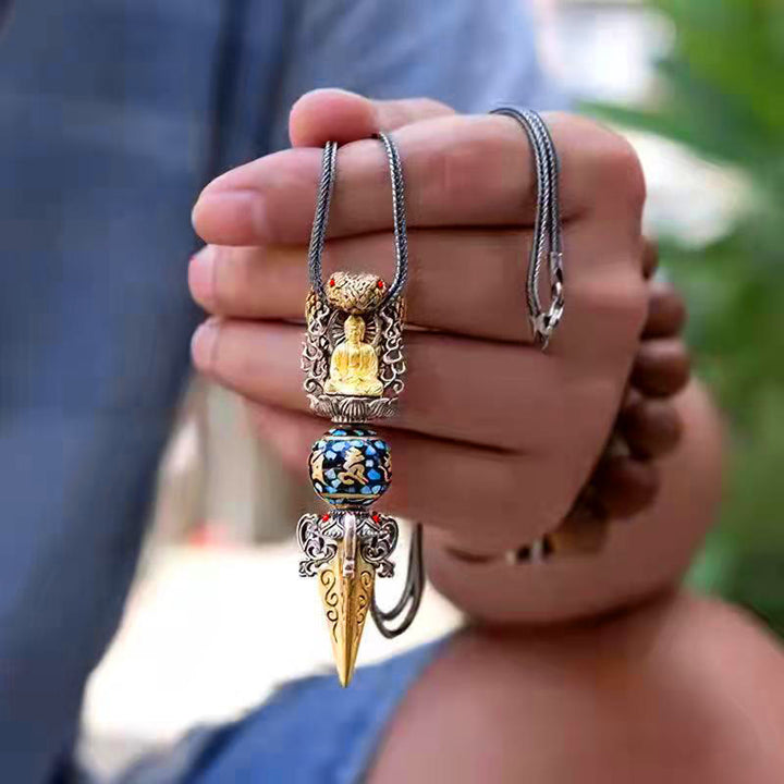 Buddha Stones tibetano Om Mani Padme Hum Buda riqueza rotación collar Vajra colgante - image 4