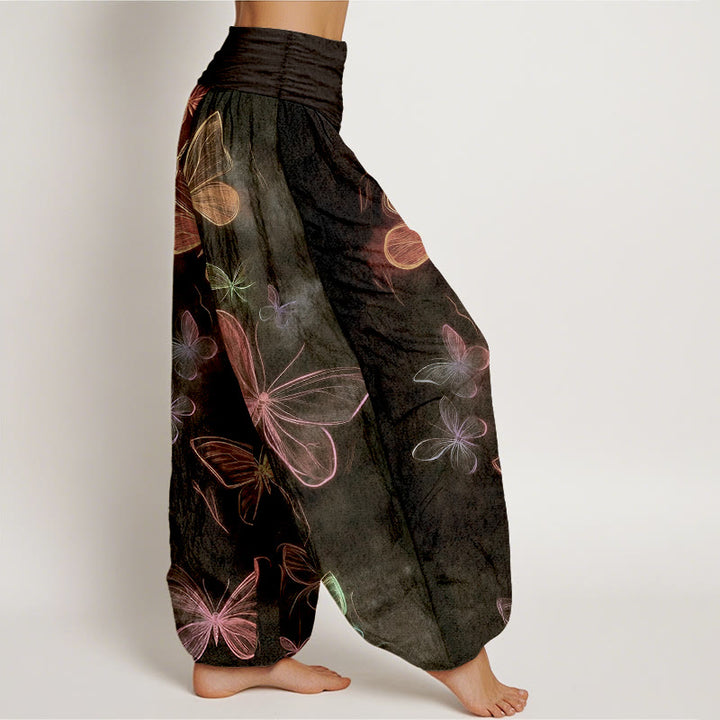 Buddha Stones Pantalones harén de algodón con cintura elástica y estampado de mariposas para mujer - image 7
