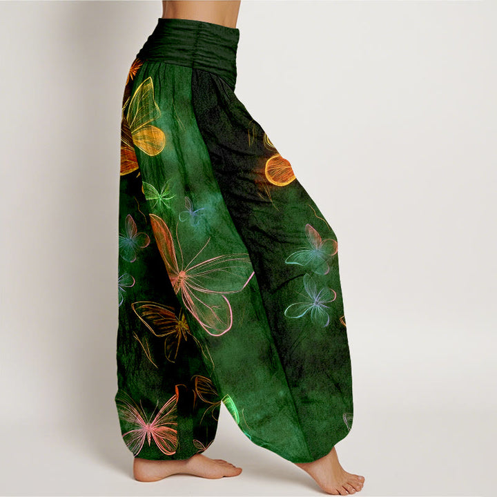 Buddha Stones Pantalones harén de algodón con cintura elástica y estampado de mariposas para mujer - image 10