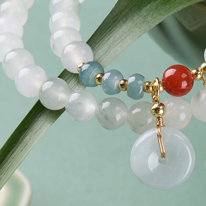 Buddha Stones Pulsera de doble vuelta con hebilla de jade y abundancia de la suerte - image 7