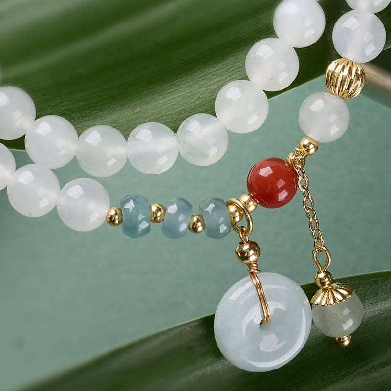 Buddha Stones Pulsera de doble vuelta con hebilla de jade y abundancia de la suerte - image 4