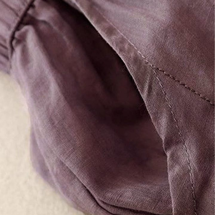 Pantalones anchos para mujer con diseño de Buddha Stones bordadas en el lateral, de largo 7-8, con bolsillos - image 2