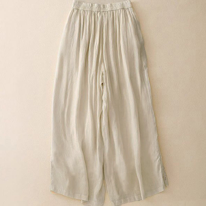 Pantalones anchos para mujer con diseño de Buddha Stones bordadas en el lateral, de largo 7-8, con bolsillos - image 6
